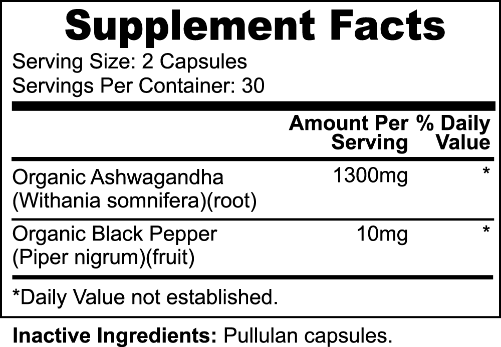Ancient Organic Ashwagandha with Black Pepper (Vegan Capsules) - VEGANTROP